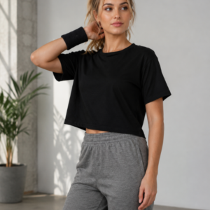 Women's Relaxed Fit Training Crop Tee – Black
