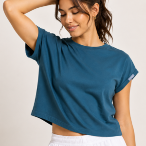 Women's Active Motion Crop Tee – Teal Blue