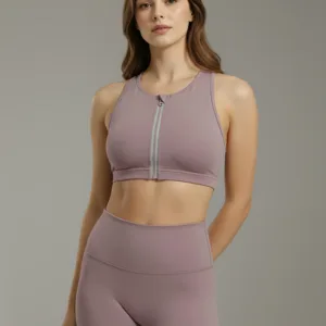 Women’s Front-Zip High-Support Sports Bra & High-Waist Leggings Set